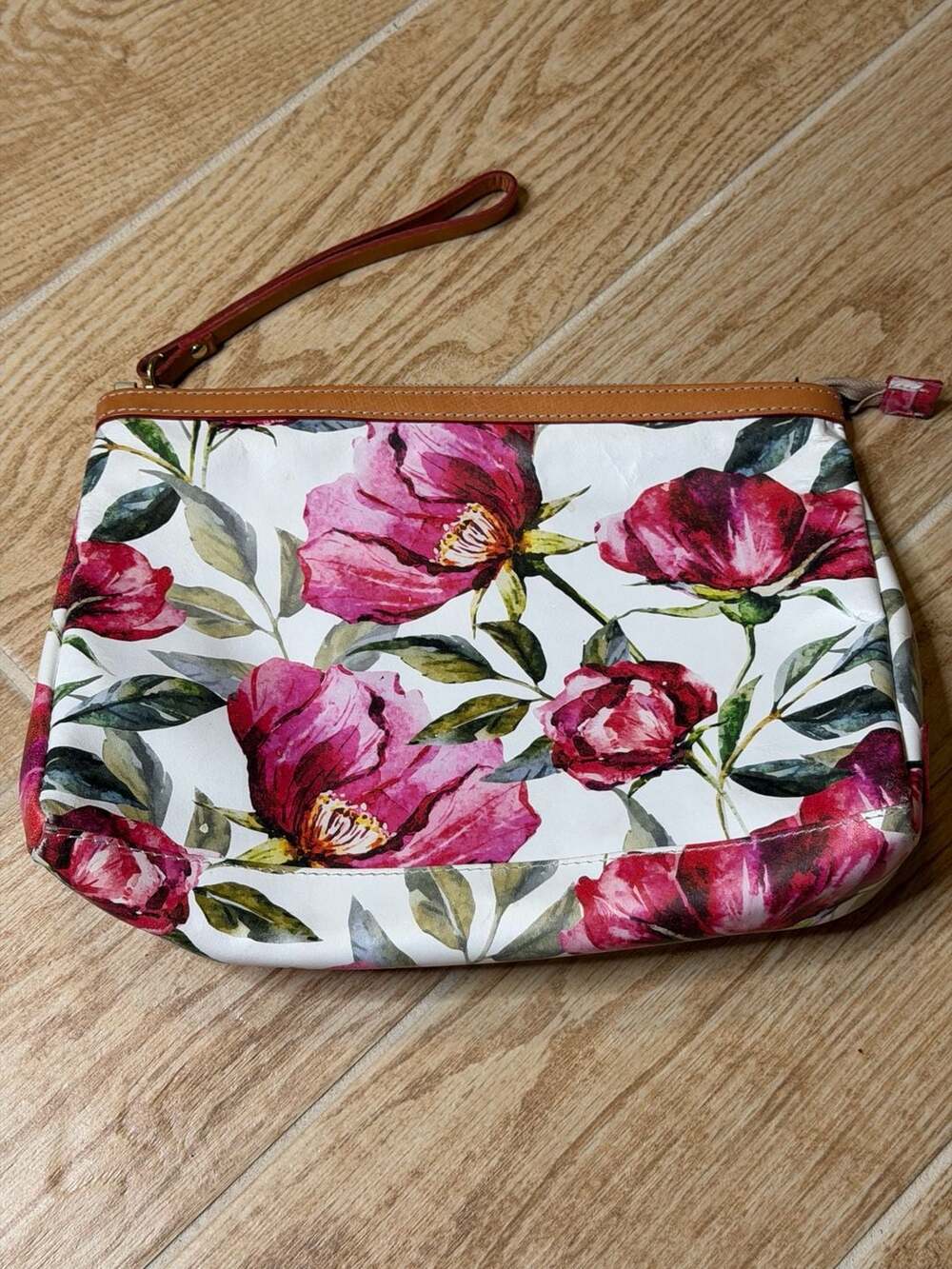 Cavalcanti Italian Leather Floral Print Clutch Bag